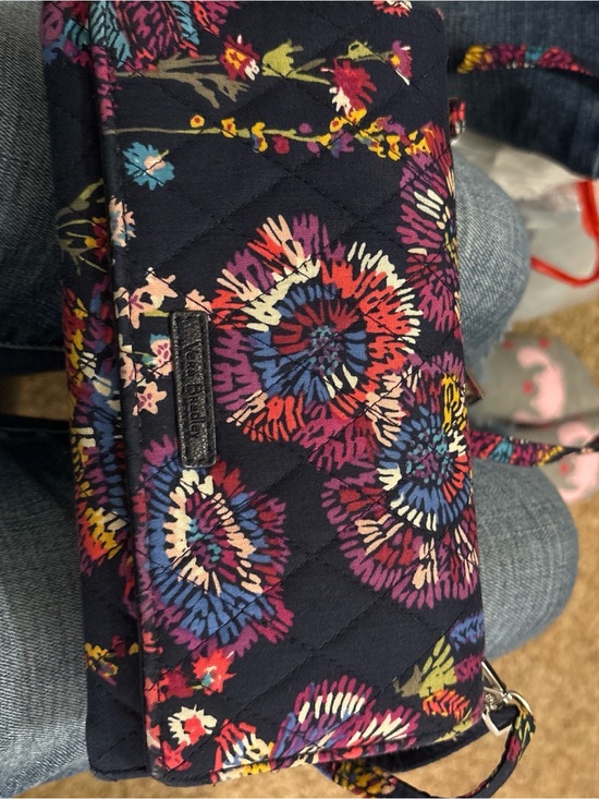 Vera Bradley Handbags - Vera Bradley Navy Quilted Floral Wristlet with Multicolor Blooms